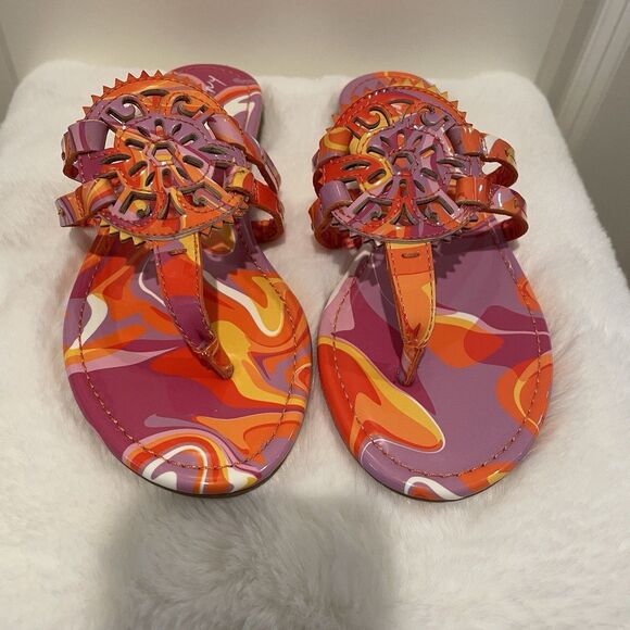 Women Shoes Sandals Size 6 1/2 Circus NY Sam Edelman OrangeMedallion Tie Dye NEW - Picture 4 of 12